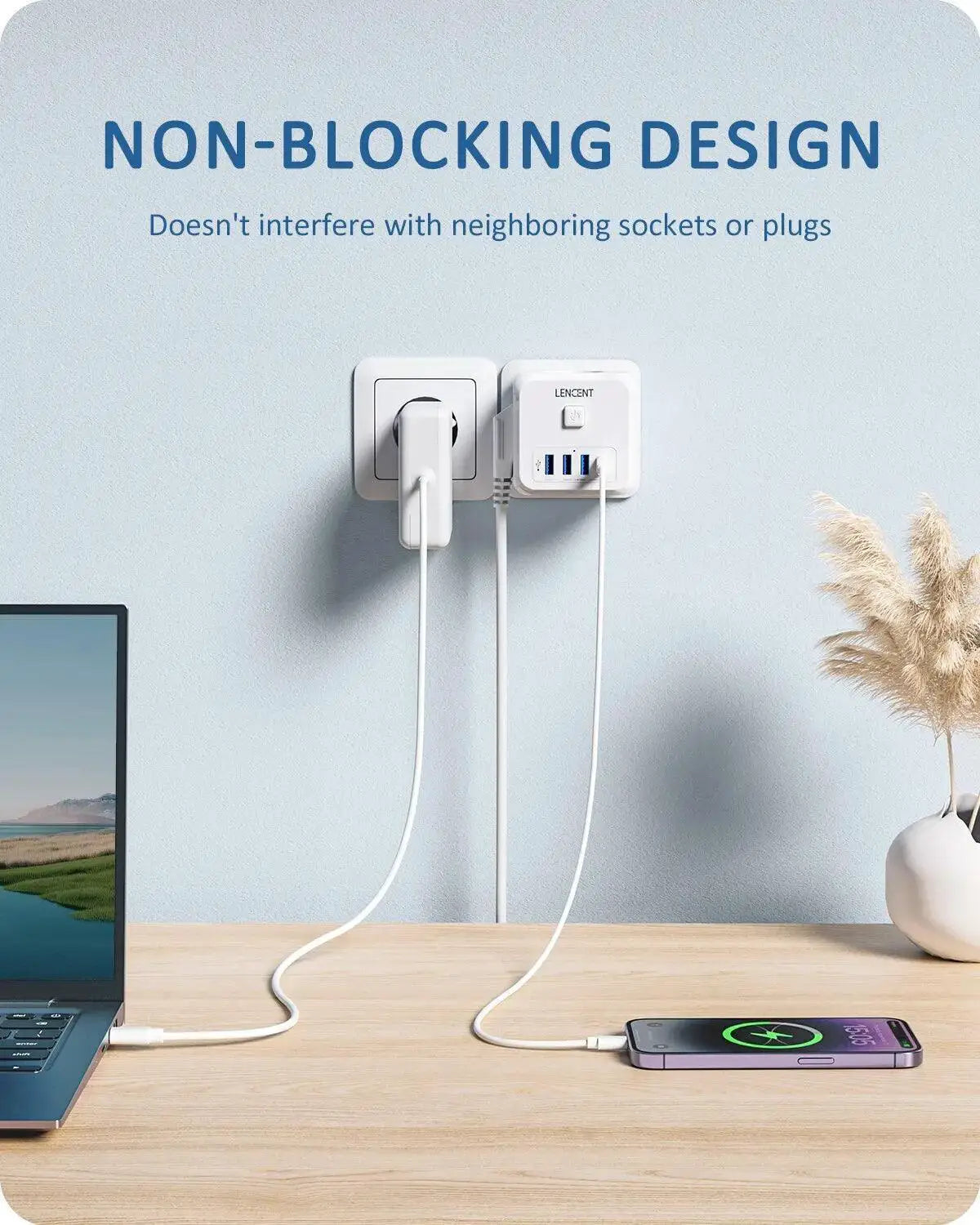 LENCENT Smart Multi Plug Charger Versatile Travel Power Hub