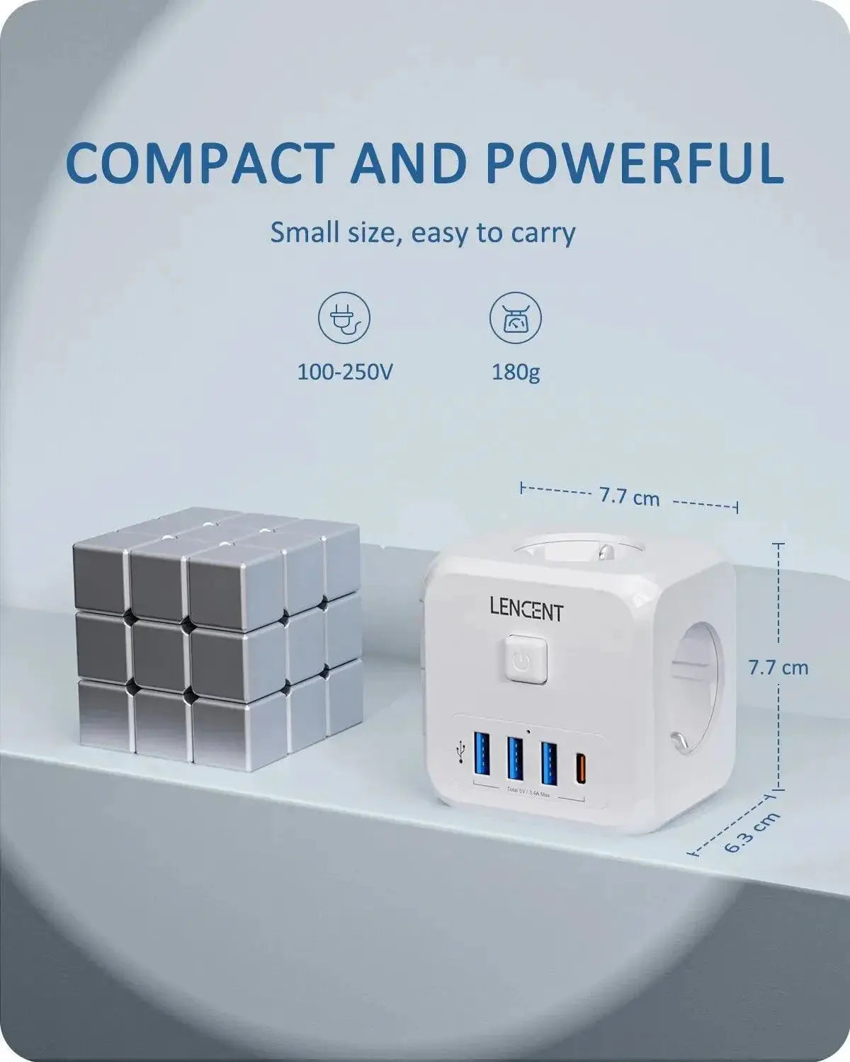 LENCENT Smart Multi Plug Charger Versatile Travel Power Hub