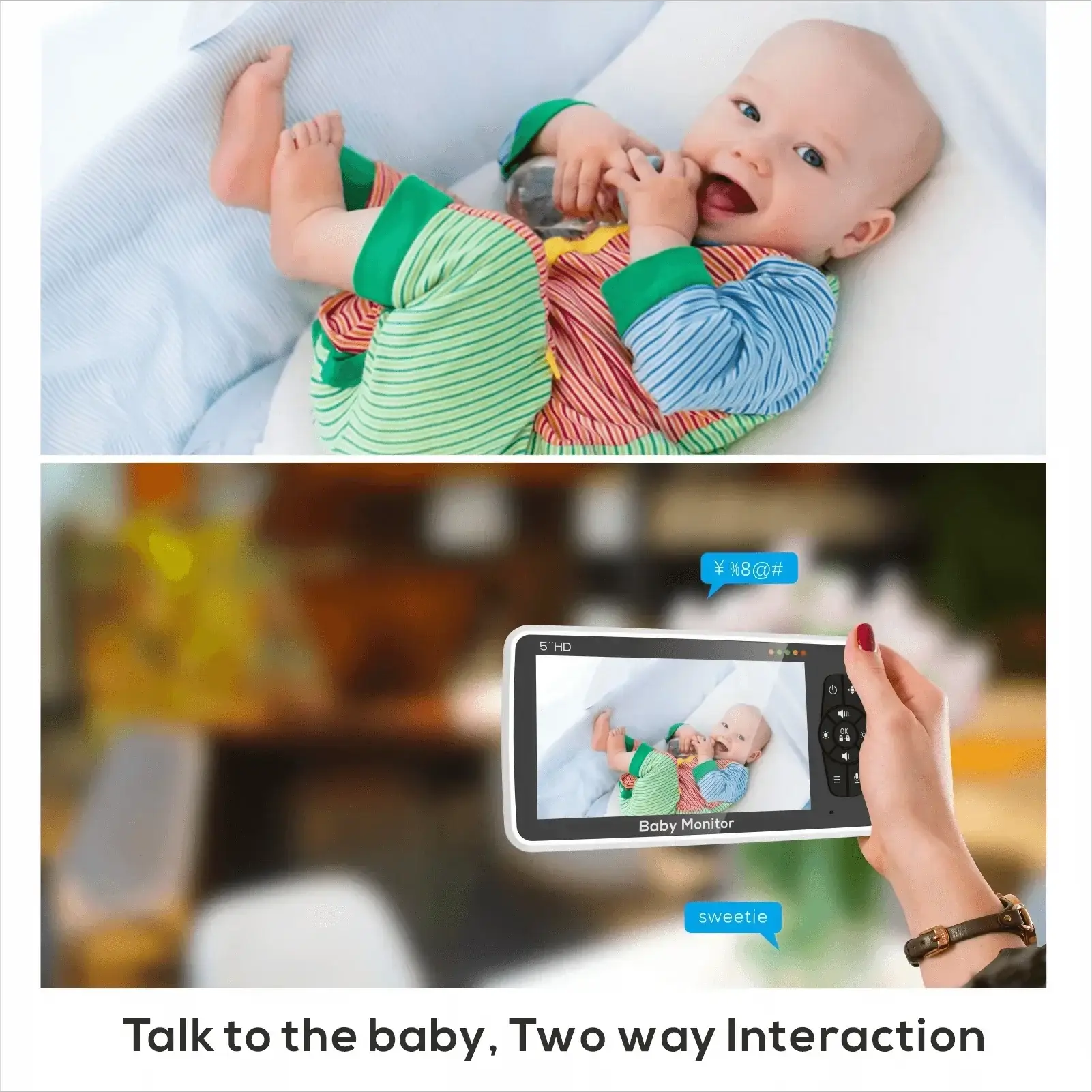 5 Inch HD Video Baby Monitor With 2-Way Audio Night Vision