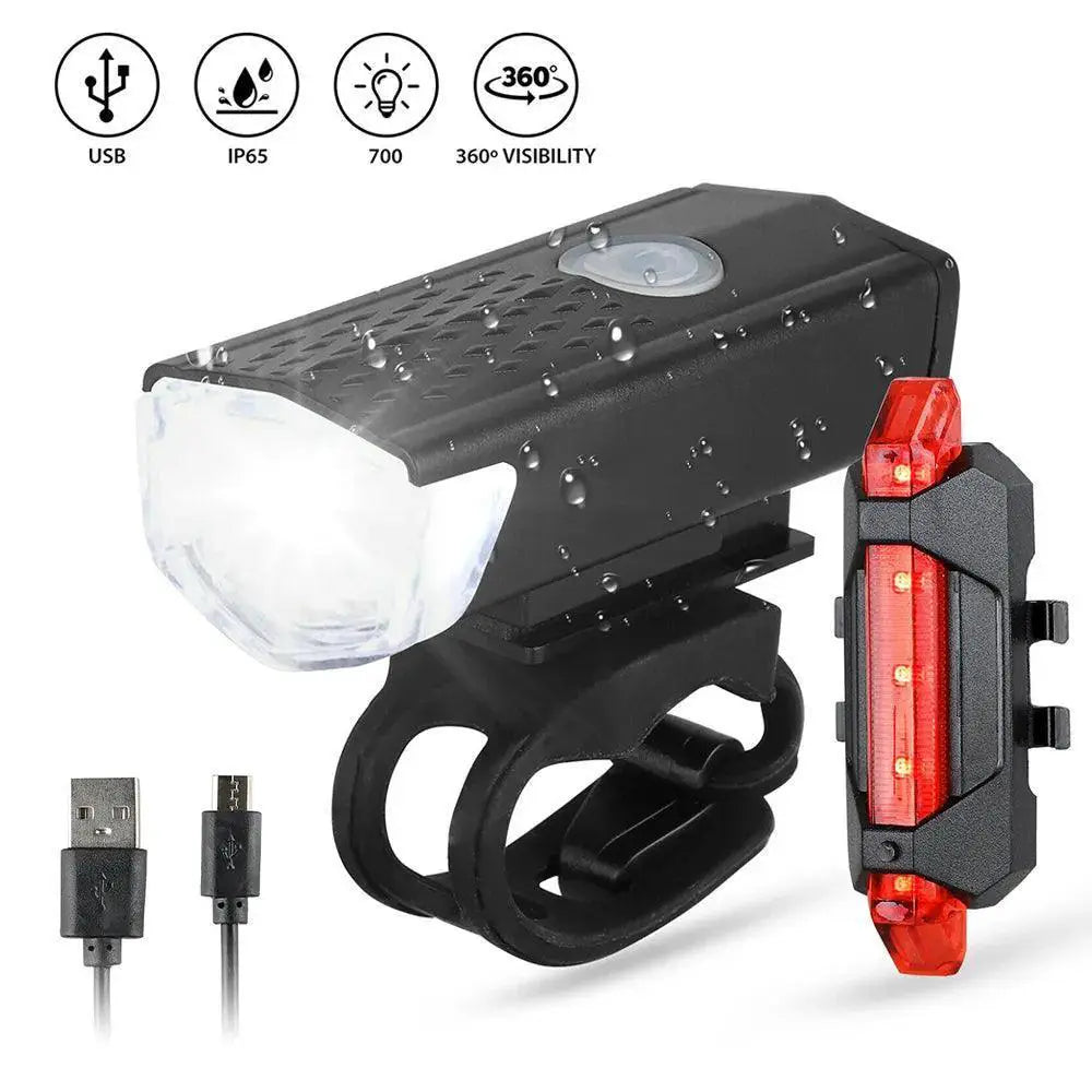 USB Rechargeable Bicycle Light Set for Safer Night Rides