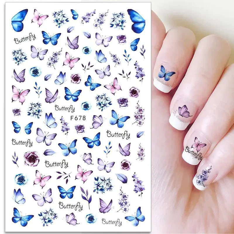 Butterfly And Fruit Nail Sticker Set With 5D Floral Designs