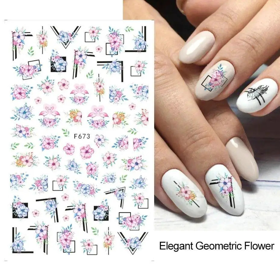 Butterfly And Fruit Nail Sticker Set With 5D Floral Designs
