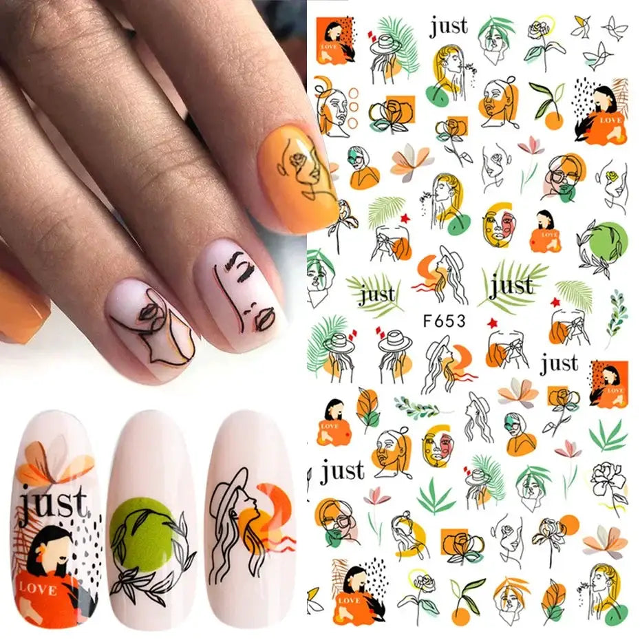 Butterfly And Fruit Nail Sticker Set With 5D Floral Designs