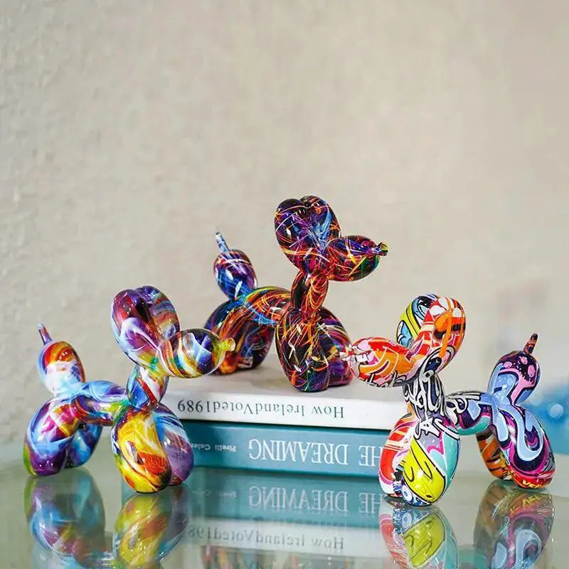 Colorful Resin Balloon Dog Figurine for Modern Home Decor