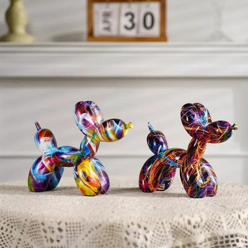 Colorful Resin Balloon Dog Figurine for Modern Home Decor