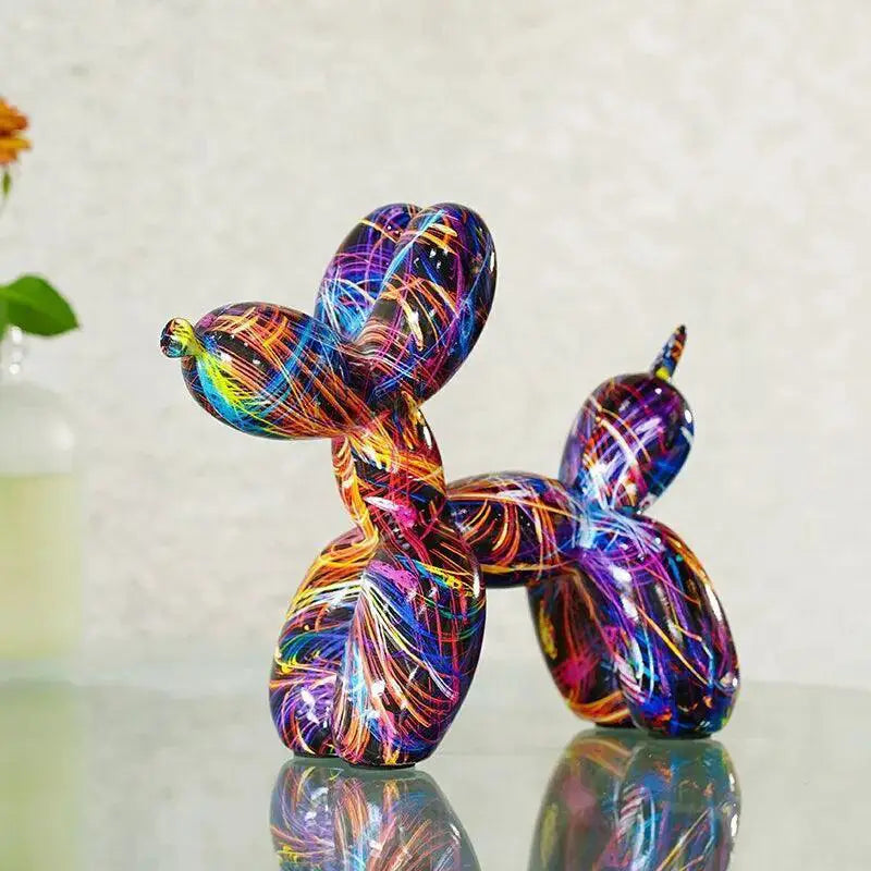 Colorful Resin Balloon Dog Figurine for Modern Home Decor