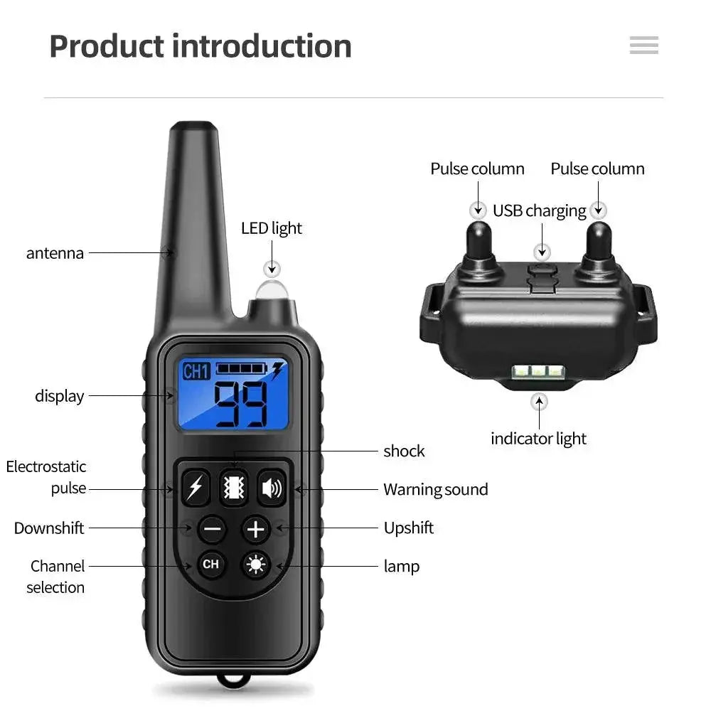 Rechargeable Waterproof Dog Training Collar Barking Control