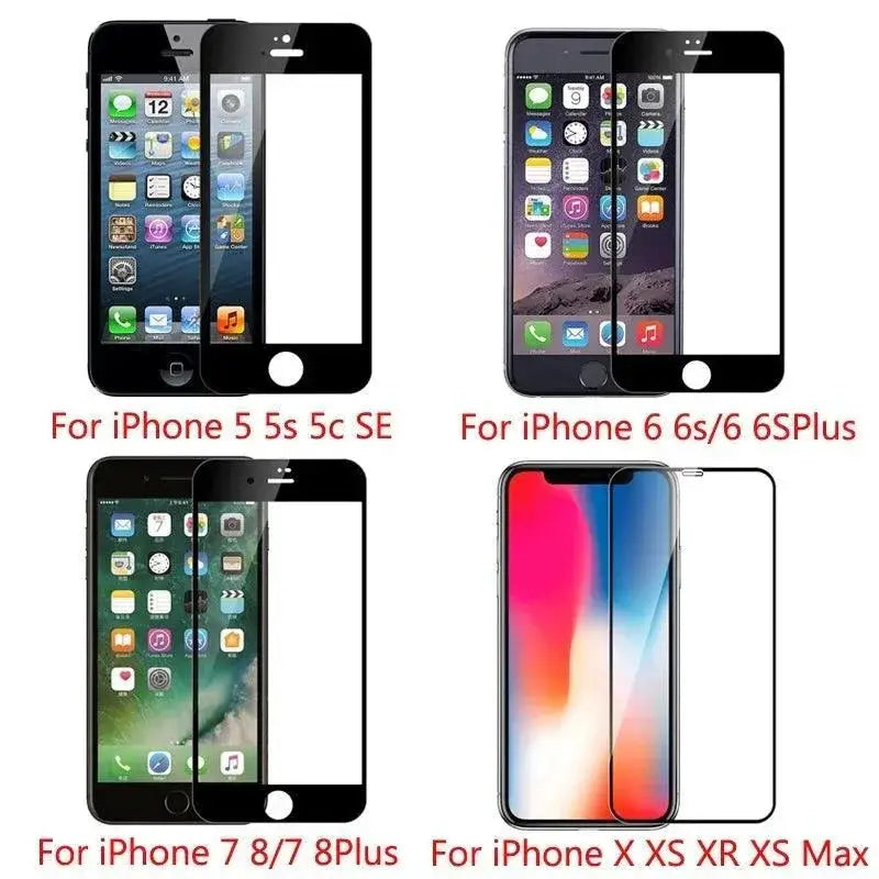 9D Tempered Glass Screen Protector for iPhone Pack of 4