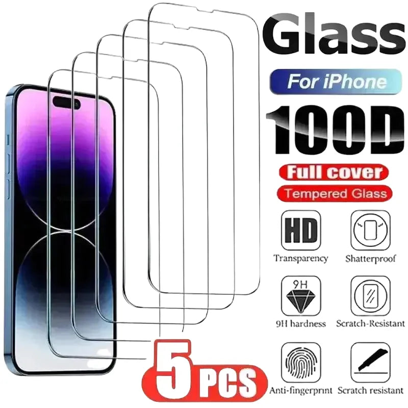 Clear Screen Protector iPhone Pro Max – For iPhone 15 / 5PCS Tempered Glass product view 1