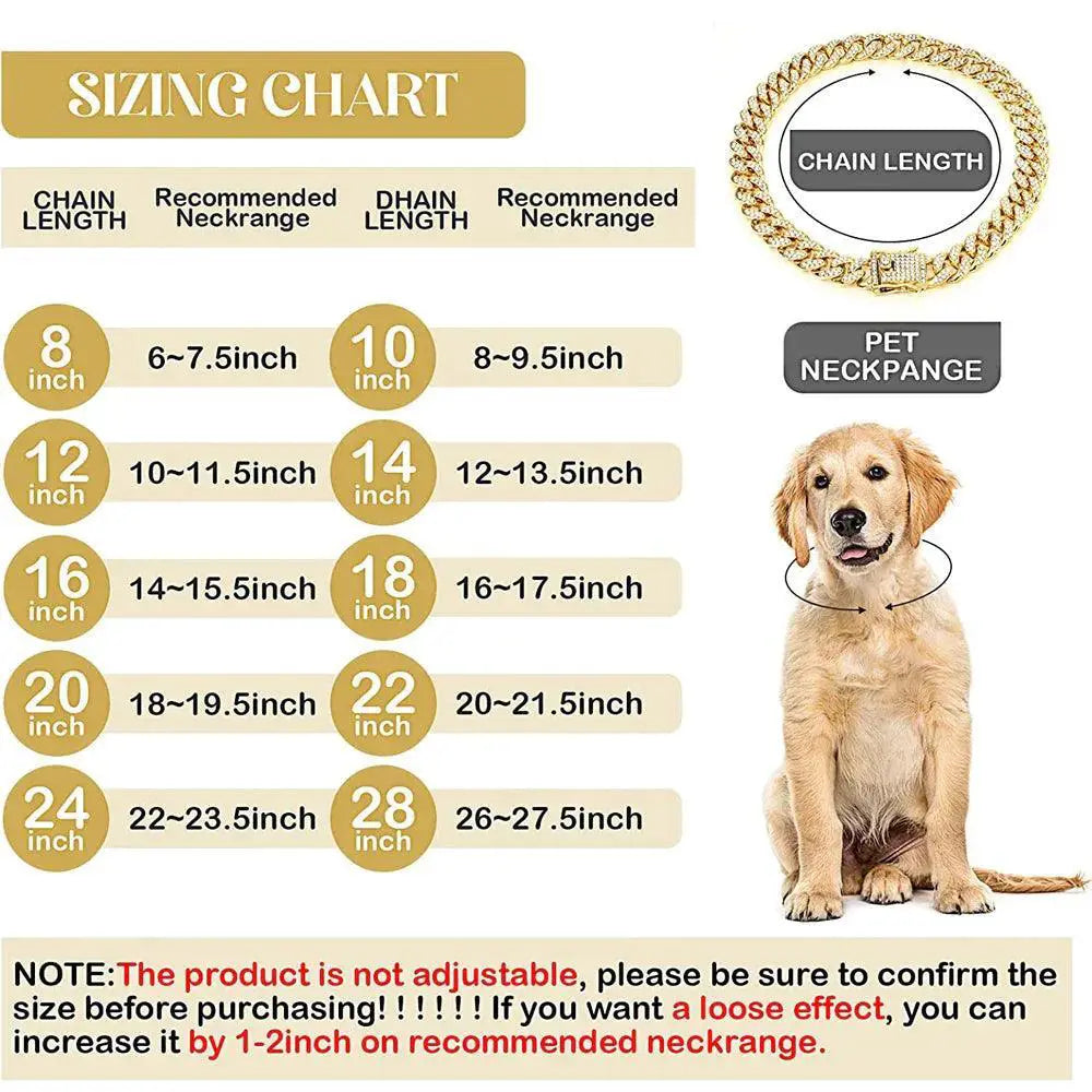 Luxury Gold Cuban Chain Dog Collar for Stylish Pets