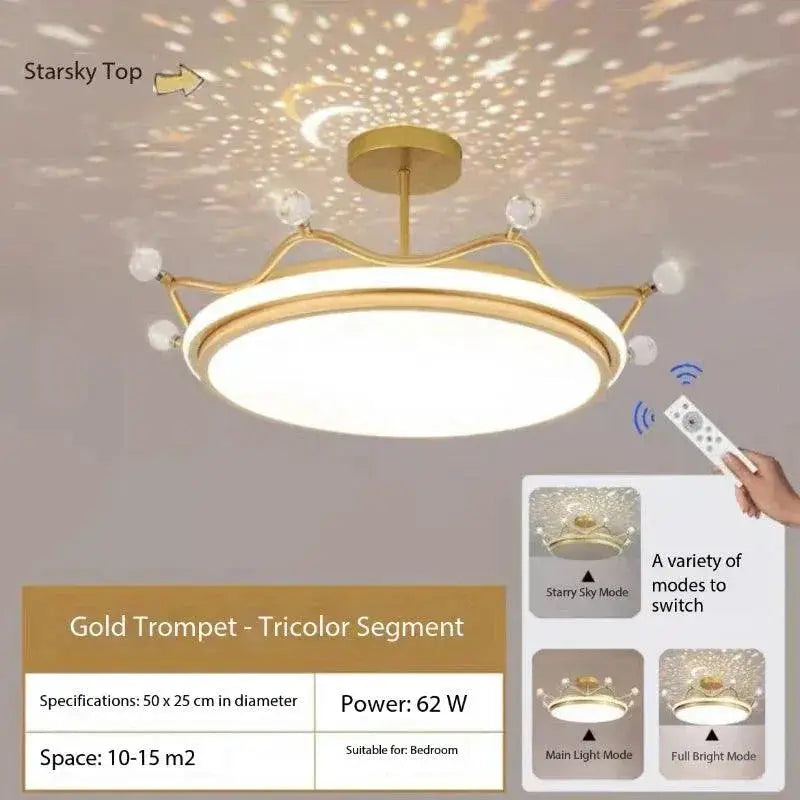 Dimmable Star And Moon Kids LED Chandelier For Nursery
