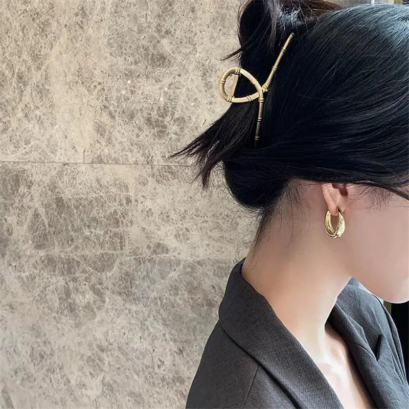 Elegant Korean Metal Hoop Earrings For Women Jewelry
