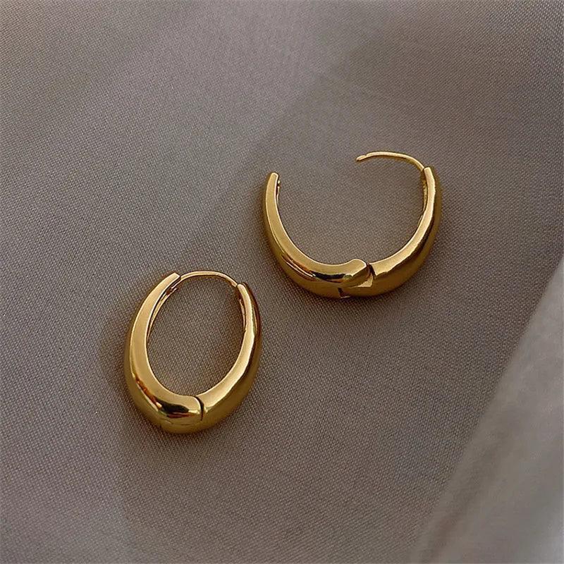 Elegant Korean Metal Hoop Earrings For Women Jewelry