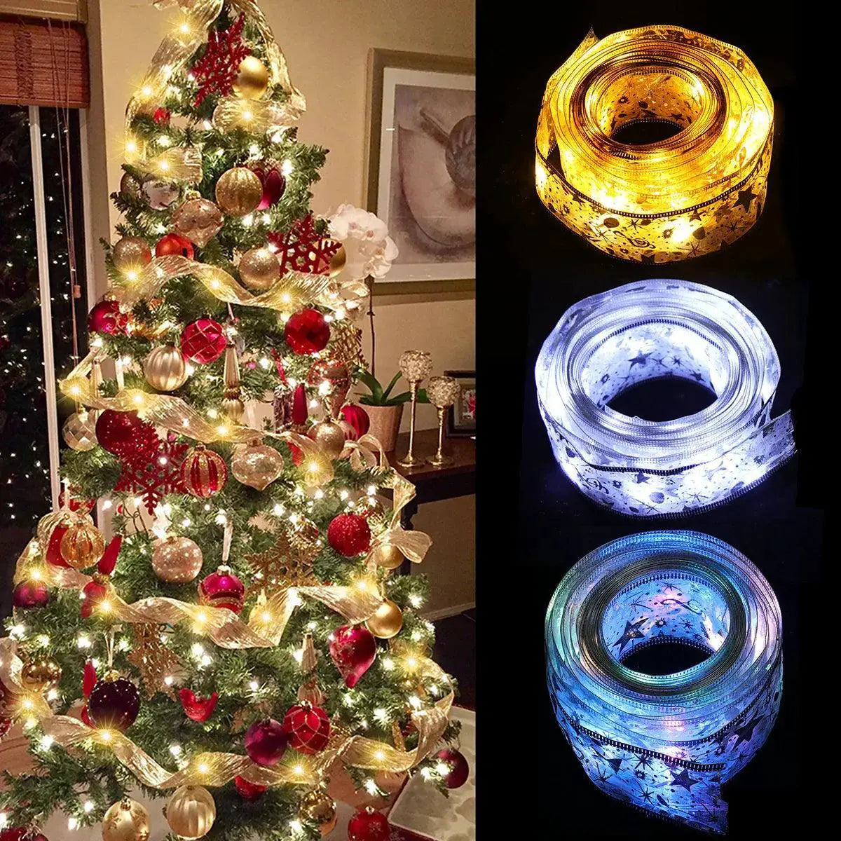 Enchanting Ribbon Fairy Lights for Magical Christmas Decor