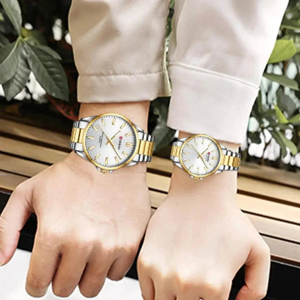 Quartz Stainless Steel Couple Watches With Illuminating Dial