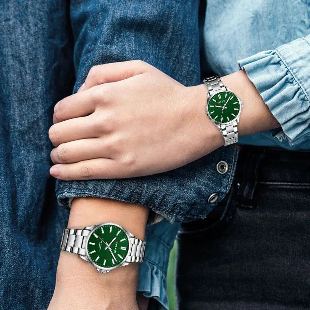 Quartz Stainless Steel Couple Watches With Illuminating Dial