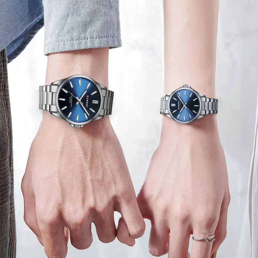 Quartz Stainless Steel Couple Watches With Illuminating Dial