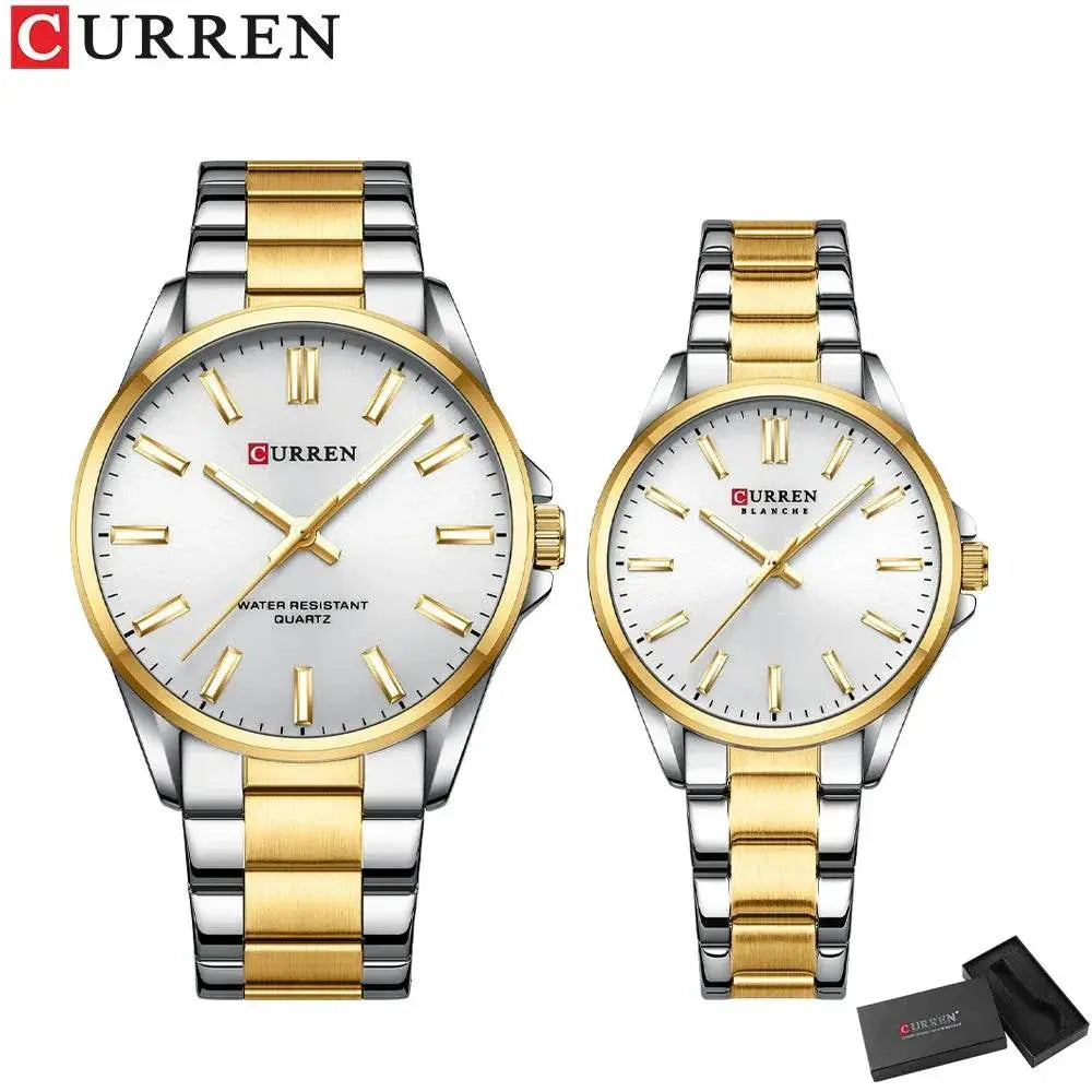 Quartz Stainless Steel Couple Watches With Illuminating Dial