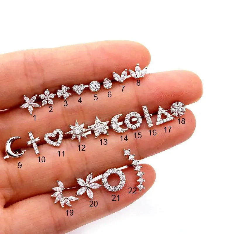 Zircon Cartilage Stud Earring Helix Jewelry For Women