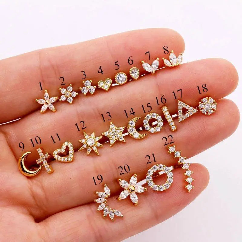 Zircon Cartilage Stud Earring Helix Jewelry For Women