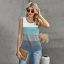 Womens Sleeveless Color Matching Casual Round Neck Vest