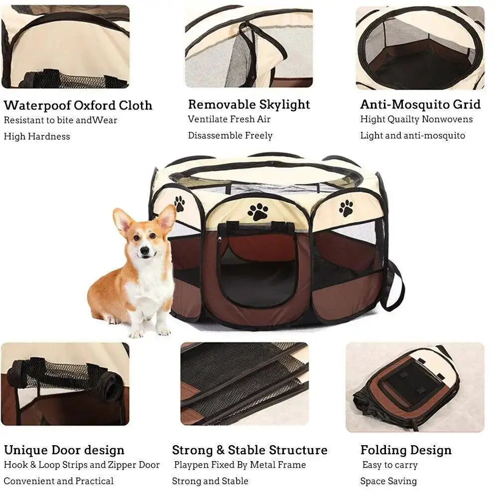 Portable Pet Kennel And Tent Foldable Durable Cage