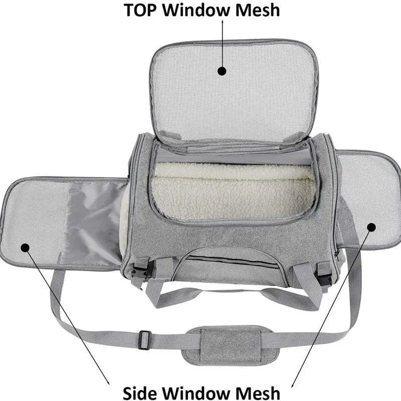 PawGlow Soft Portable Pet Carrier Bag With Safety Zippers