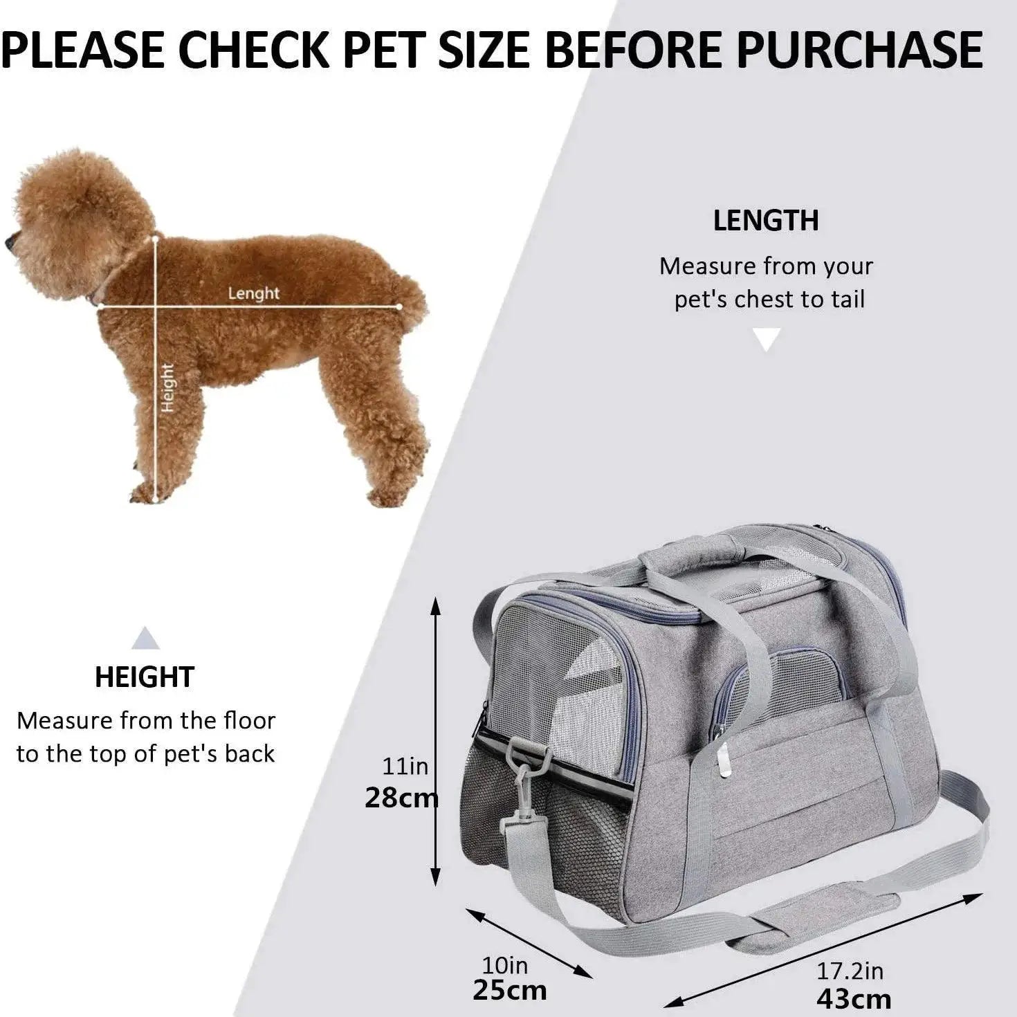 PawGlow Soft Portable Pet Carrier Bag With Safety Zippers