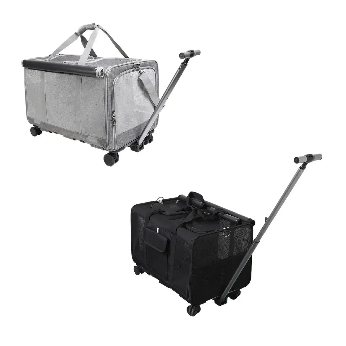 Durable Rolling Pet Carrier for Kittens — Gray