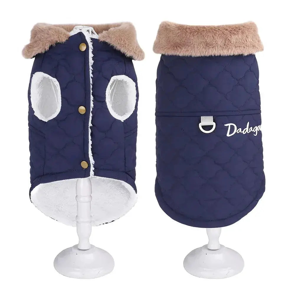 Winter Waterproof Pet Jacket With Fur Collar Cozy Stylish