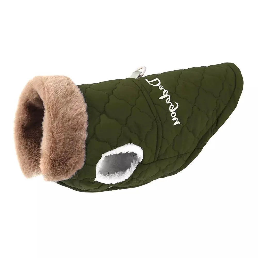 Winter Waterproof Pet Jacket With Fur Collar Cozy Stylish