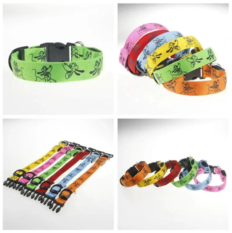 LED Dog Collar Glow In The Dark Nylon Safety Collar