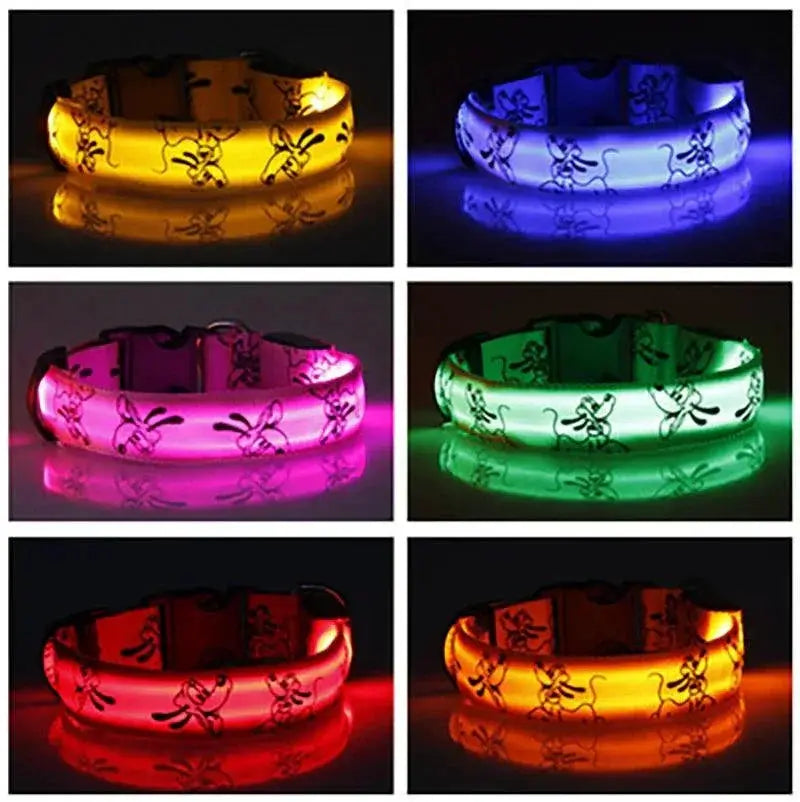 LED Dog Collar Glow In The Dark Nylon Safety Collar
