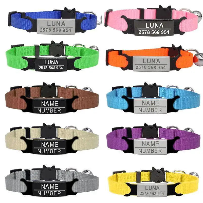 Cat Collar With Engraved ID Tag And Breakaway Safety