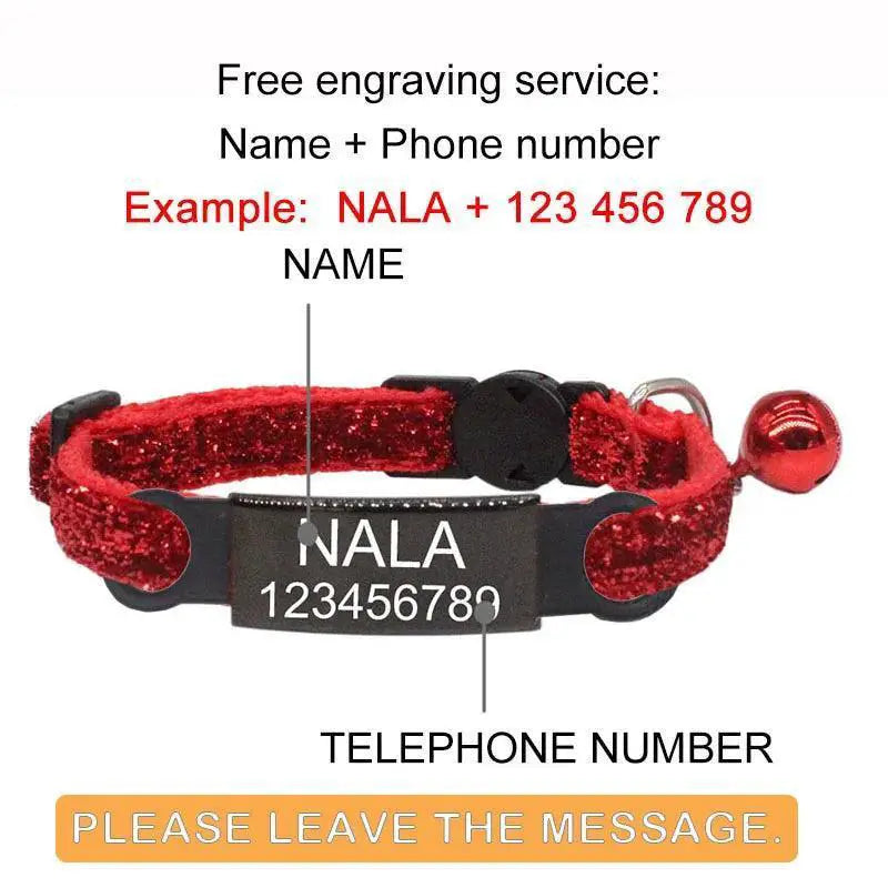 Cat Collar With Engraved ID Tag And Breakaway Safety