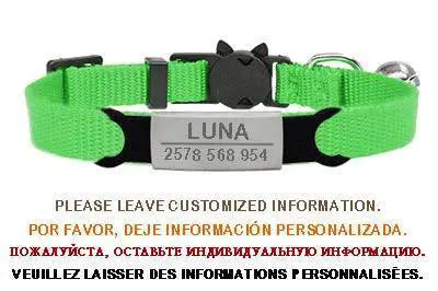 Cat Collar With Engraved ID Tag And Breakaway Safety