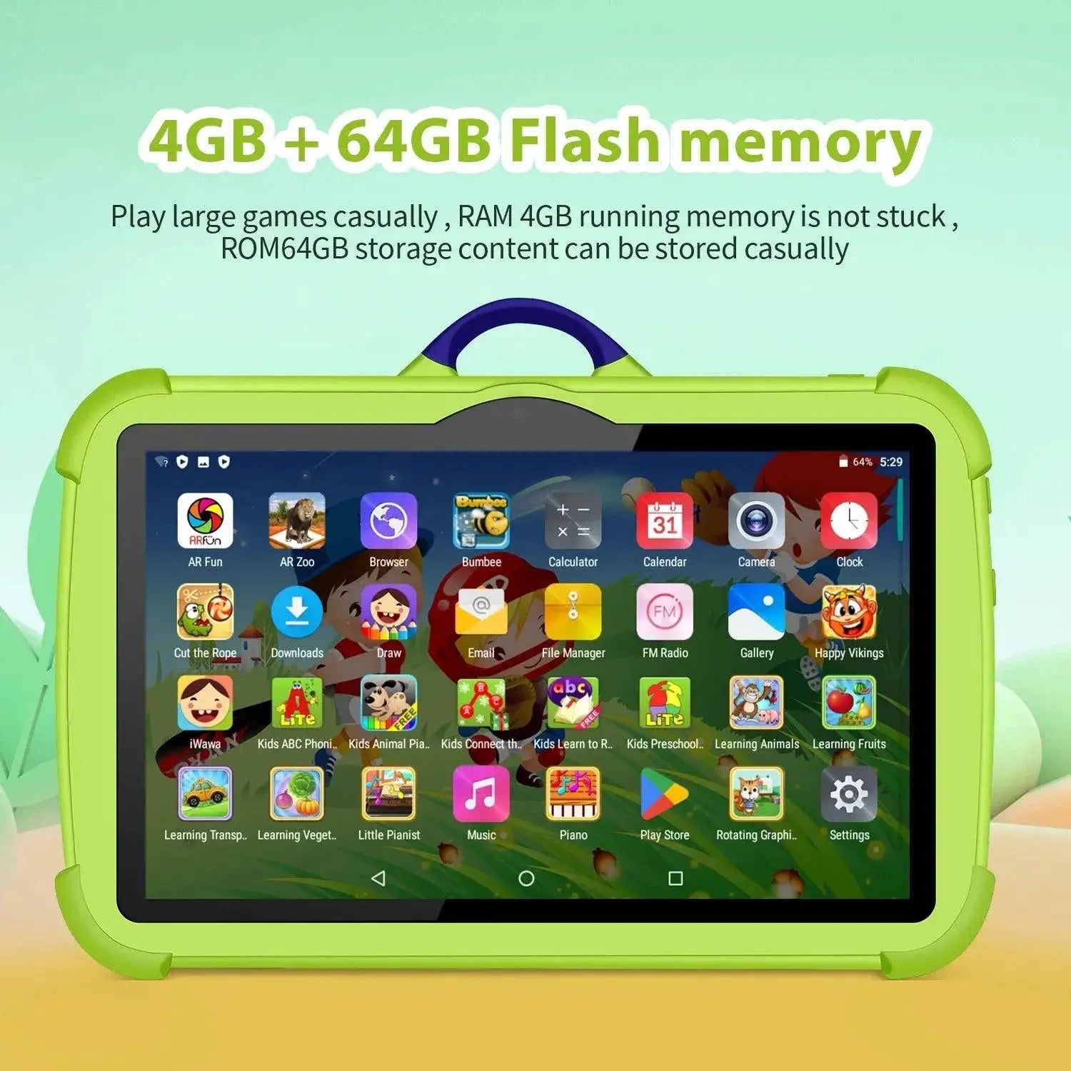Kids 7 Inch Learning Tablet With 5G WiFi And Android 9