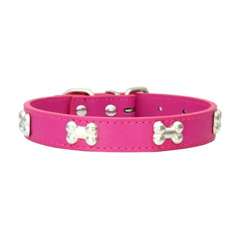 Bone Leather Dog Collar For Small And Large Dogs Stylish