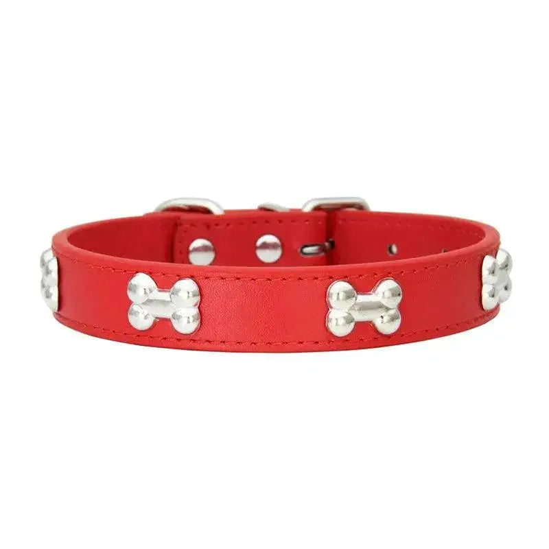 Bone Leather Dog Collar For Small And Large Dogs Stylish