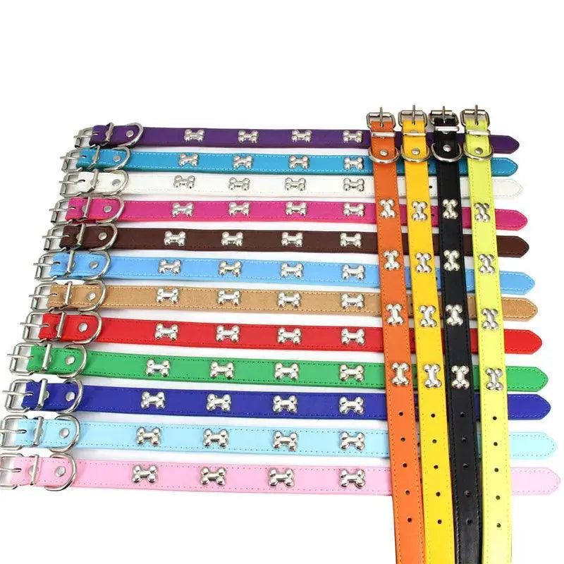 Bone Leather Dog Collar For Small And Large Dogs Stylish