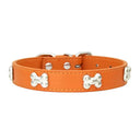 Bone Leather Dog Collar For Small And Large Dogs Stylish