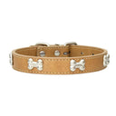 Bone Leather Dog Collar For Small And Large Dogs Stylish