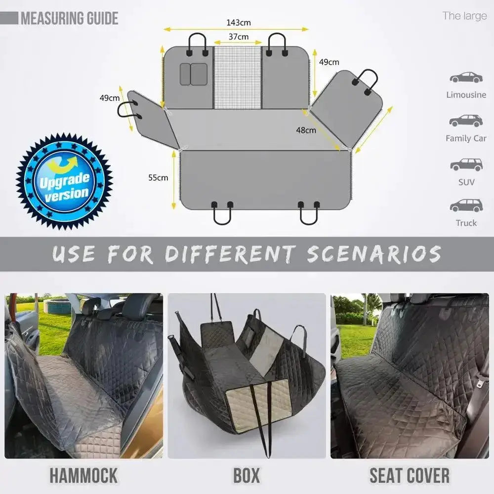 Waterproof Dog Car Seat Cover Hammock For Rear Seats