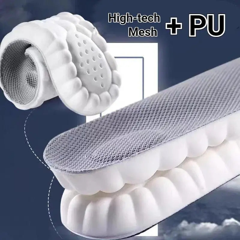 Grey high-tech mesh sports insoles with PU cushioning for running and basketball support