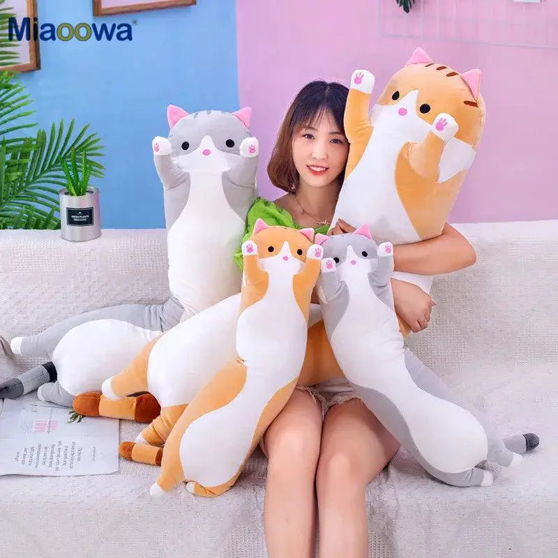 Cute Long Cat Plush Toy Soft Nap Pillow For Home Decor Gift