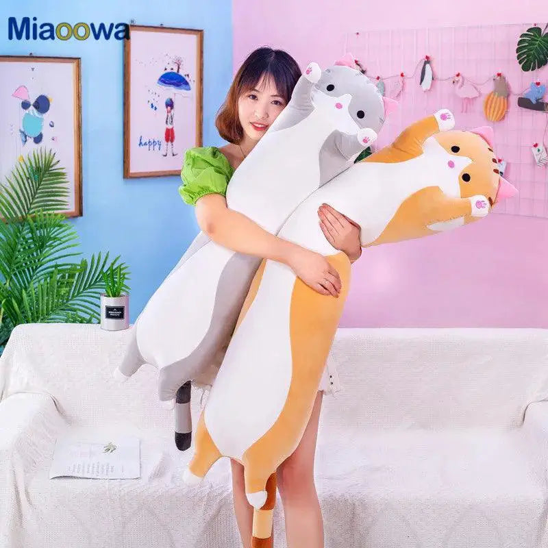 Cute Long Cat Plush Toy Soft Nap Pillow For Home Decor Gift