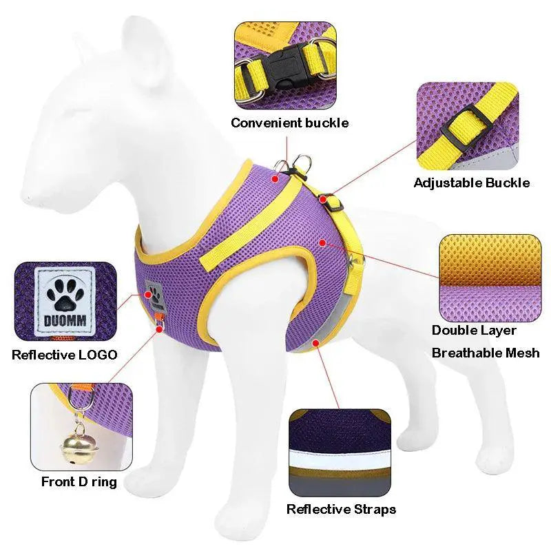 Reflective Dog Harness Set With Leash For Small Medium Pets