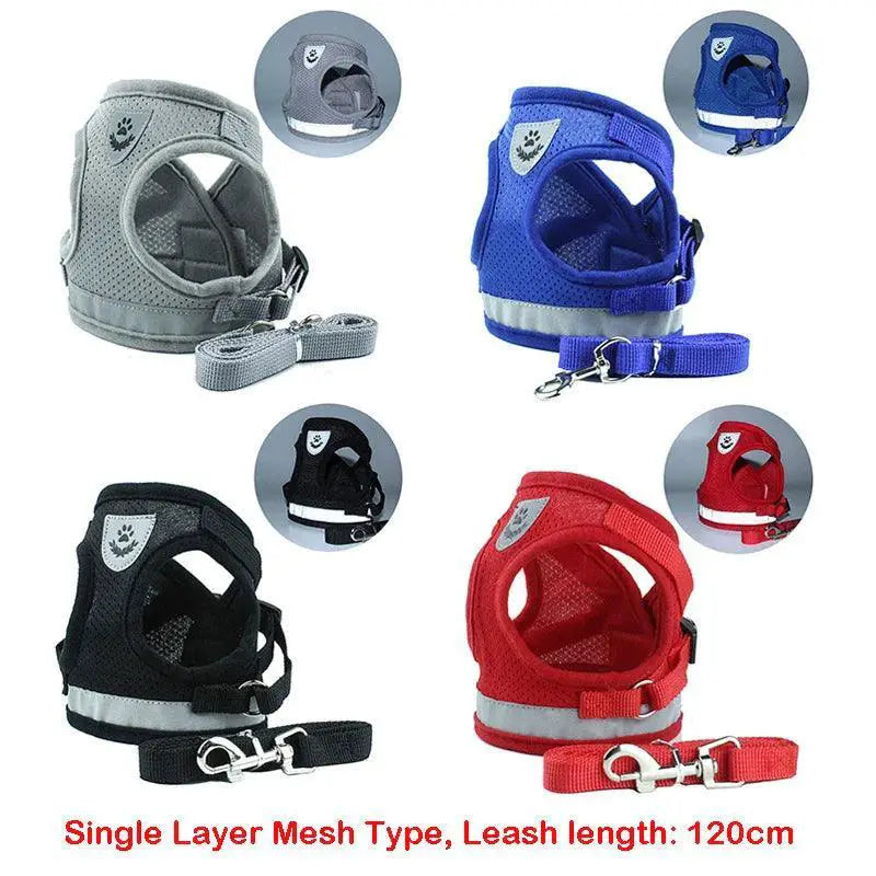 Reflective Dog Harness Set With Leash For Small Medium Pets
