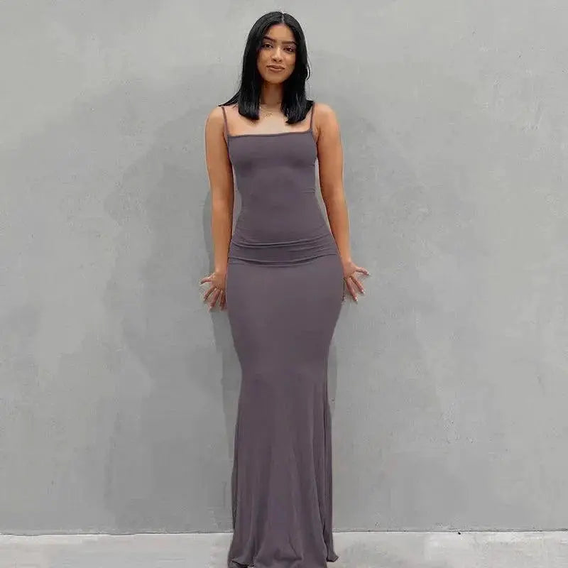 Sexy Y2K Spaghetti Strap Black Maxi Dress Summer Chic