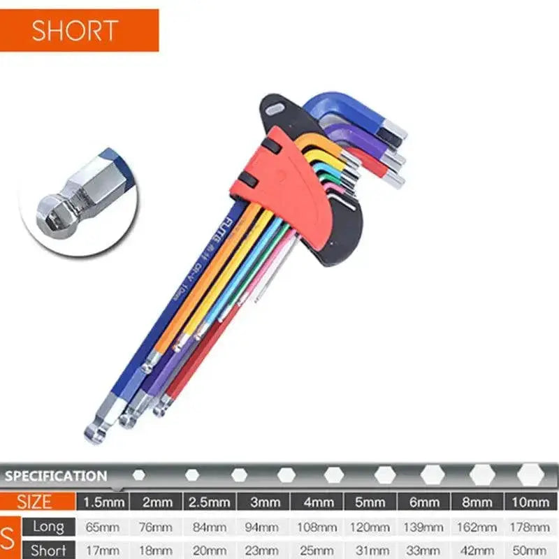 Long Arm Allen Key Set Hex Spanner for Bicycle Repair